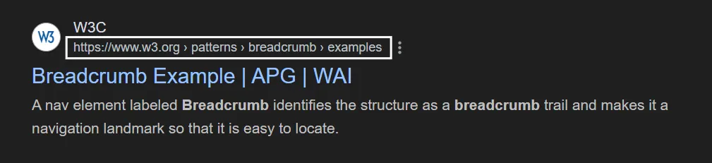 Breadcrumb visual example